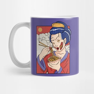 Awesome Zombie Geisha Eating Ramen Mug